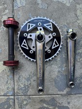 Vintage Azonic 454 170mm Chromoly Cranks Chrome Sealed Bottom Bracket BMX MTB picture