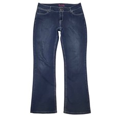 Wrangler Cash Ultimate Riding Jeans Dark Wash Pink Stitch Bootcut Size 11/12x34 picture