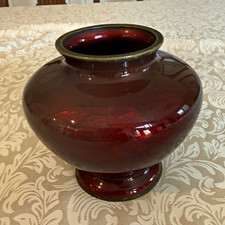 Antique Ando Jubei Japanese Ginbari Cloisonne Red Enamel Vase Jar Marked picture