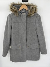 J. Crew Vail Parka Coat Heather Gray Wool Blend Faux Fur Women’s Size 2 picture