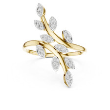 Lab Grown Diamond Leaf Ring - 10K Gold Bypass Engagement Ring picture