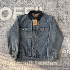 Stussy x Levi's Embossed Denim Trucker Jacket Mens XL Blue Wash Corduroy NWT picture