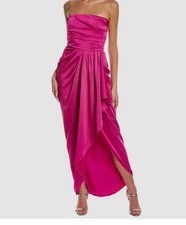 Theia Women's Pink Brianna Strapless Hi-Low Gown Dress Size 8 picture