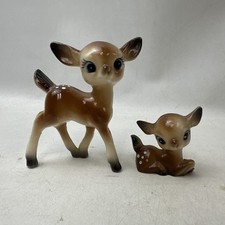 Rare Set Of Vintage Plastic Fawn Deer Reindeer Plastic Figures 1950s Figurines picture