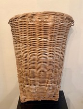 Large Vintage French Wicker Rattan Wall Hanging Basket - 25.5