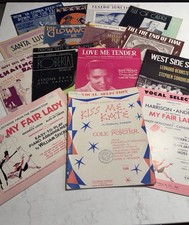 15+ Vintage Broadway Mid Century Sheet Music Bundle Lot My Fair Lady Elvis Craft picture