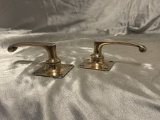 Antique Pair Solid Brass Art Deco Door Handles picture