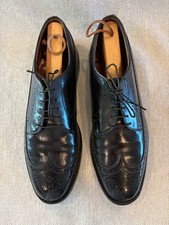 Vintage Hanover LB Sheppard Men's 11 D Black Leather Longwing Gunboat V-Cleat picture