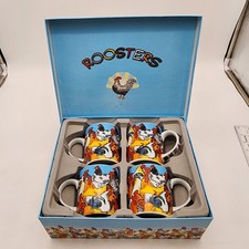 Vintage Paul Cardew Roosters Mug Set (4) in Original Box picture