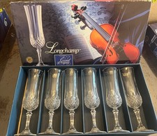 Vintage Cristal D'Arques LONGCHAMP 8” Set of 6 CHAMPAGNE FLUTES  Stemware FRANCE picture