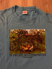 Supreme Masterpieces Blue Graphic Logo Crew Neck Cotton Preshrunk Tee Men's M picture
