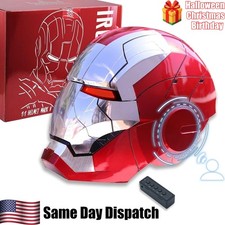 US AUTOKING Iron Man MK5 1:1 Helmet Wearable Voice-control Silver Mask Cosplay picture