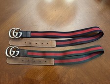 SET OF 2 Gucci Web Stripe HAENN Interlocking G Belt Kids Size L Italy 24.5-27.5 picture