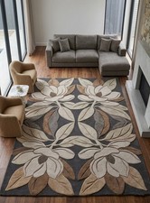 Magnolia Bloom Floral Hand Tufted Wool Rug – Elegant Botanical Area Rug picture