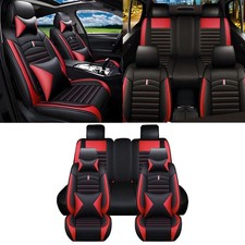 Full Set Faux Leather Seat Cover with Pillow Front Rear 5-Seat Cushion Universal picture