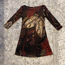 Vintage 90's RARE Betsey Johnson Velvet Butterfly Print Boat Neck Mini Dress picture