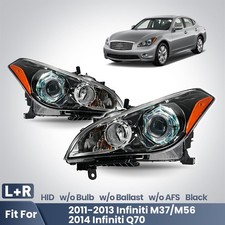 HID Headlight For 2011-2014 Infiniti M37 w/o Bulb w/o AFS Black Left+Right Pair picture