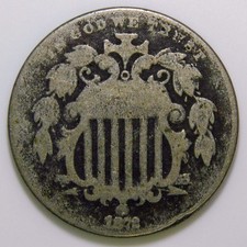 1872 US Shield Nickel 5c k619 picture