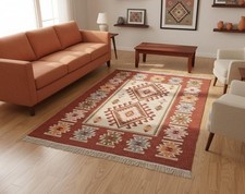 Turkish Kilim Rug, Boho Vintage Area Rug, Geometric Tribal Carpet Decor picture