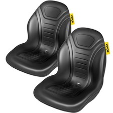Universal 2pc Tractor Forklift Seats Black Vinyl Drain Hole 8x11.5 & 11.25x11.5 picture