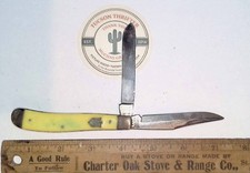 Camillus USA Trapper Two Blade # 35 Yellow Composition 1960-1970s Pocket Knife picture