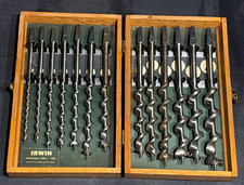 Vintage IRWIN 13pc Auger Bit Set 4-16 Original Wood Box Inserts Booklet USA picture