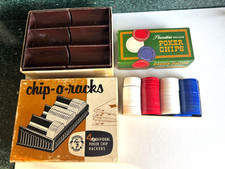 Vintage Chip-O-Racks Poker Chip Holder Set of 4 In Original Box and Set of Chips picture
