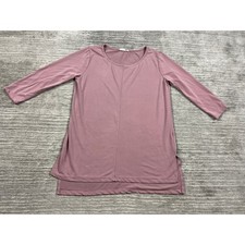 Promesa Tunic Top Womens Small Mauve 3/4 Sleeve Round Neck Side Slits Modal picture