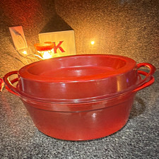 Le Creuset Doufeu oval red Enameled Cast Iron Casserole Dish 5 qts picture
