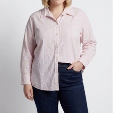 Sonoma Lifestyle Women's 3X Pink Striped 100% Cotton Button-Down Shirt picture