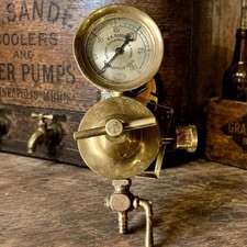 Antique Beer Pump & Cooler Supply Brass Regulator And Pressure Gauge MN Minn picture
