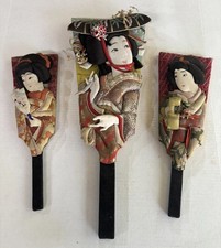 Trio Japanese Oshi-e Hagoita Paddles Geisha 24” and 17” picture