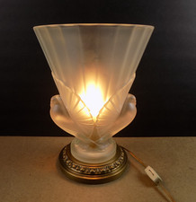 Vintage French Frosted Glass Dove Torchiere Lamp Art Deco Style VGC 11