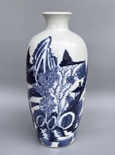 Blue & White Landscape & Poem Vase, Qing Daoguang (1821-1850), H22.5cm Good Cond picture