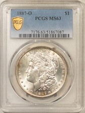 1887-O $1 MORGAN DOLLAR - PCGS MS-63, LUSTROUS picture