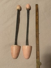 Antique Pair 1920's Ladies Pink Wood & Metal Shoe Stretchers picture