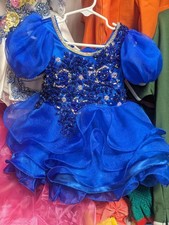 12/2 Royal Blue Glitz Pageant Dress with matching bloomers and bow picture