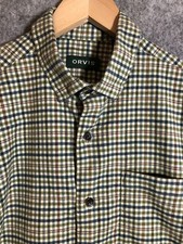 Orvis Shirt Mens Medium Green Check Cotton Merino Battenkill Classic Flannel picture