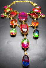 Gorgeous Hyrdro Quartz Doublets Rainbow Stone MASSIVE Necklace picture
