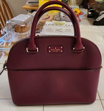 Kate Spade Grove Street Carli Satchel Burgundy Pebbled Leather Handbag picture