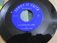 THE EMANUEL TRIO 50S GOSPEL SONGS OF FAITH NM 45 SOMEWHERE DELIVERANCE WILL COME picture