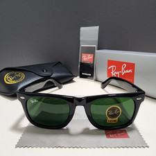 Ray-Ban RB2140 Wayfarer Sunglasses Gloss Black Frame Glass Green Lens 54-18 mm picture