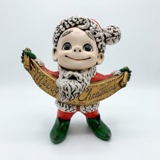 VTG 1970s Atlantic Mold Ceramic Christmas Elf Santa Figurine Merry Christmas 10