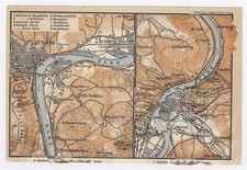 1911 ANTIQUE MAP OF DECIN TETSCHEN AUSSIG USTI NAD LABEM CZECH REPUBLIC BOHEMIA picture