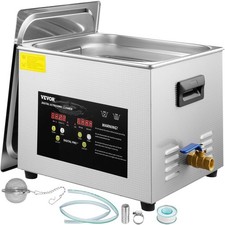 VEVOR 15L Upgraded Ultrasonic Cleaner (600W Heater,360W 15L, Silver & Black picture