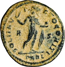 Splendid CONSTANTINE I THE GREAT Sol God of Sun. Arles. AE Follis Roman Coin picture