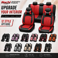 5PCS Universal Fit Nappa PU Leather Full Car Seat Covers Front Rear Protector picture