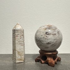 Thousand Layer Crystal Sphere And Tower Set 318 Grams Total picture