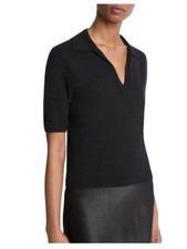NWT Vince Black Cashmere Silk Polo Knit Top Sweater Medium M Shirt picture