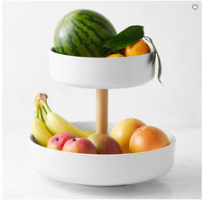 Hold Everything Two-Tier Ceramic Fruit Bowl 2 Tier Countertop Kitchen Organizer picture